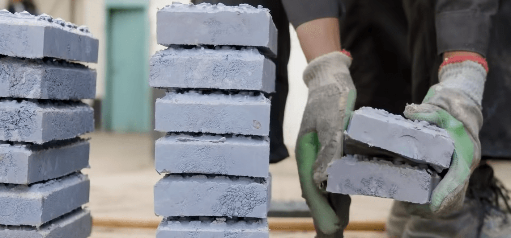 Du déchet plastique au bloc de construction : bouteille, paillettes, blocs